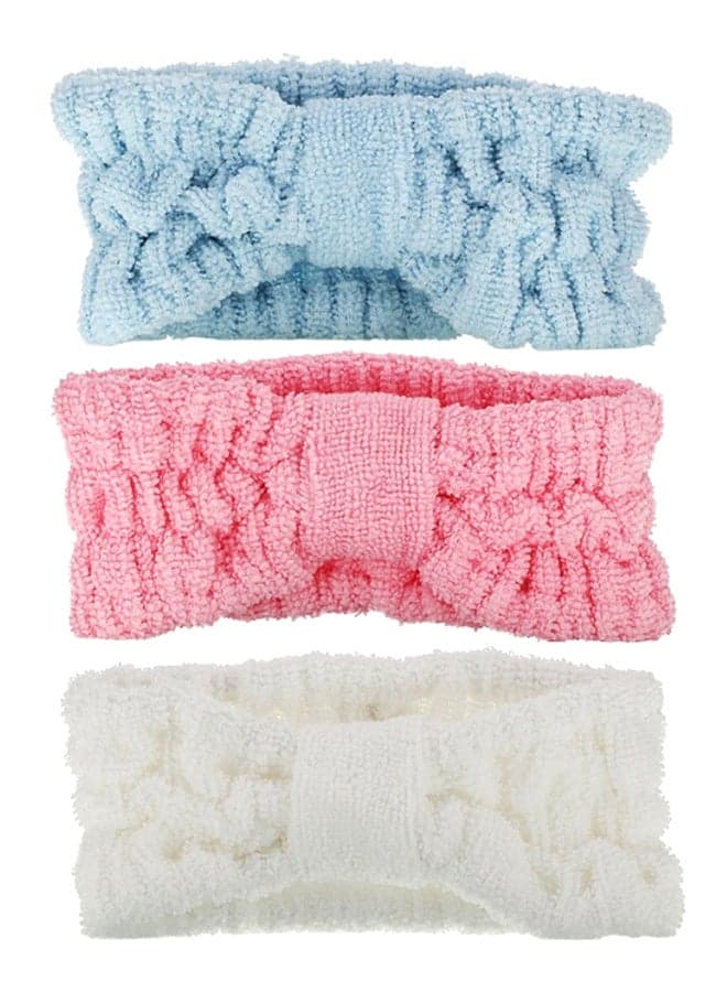 3-Piece Head Band Set Blue/Pink/White 19.3cm