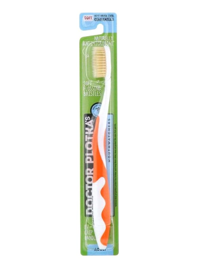 Naturally Mouthwatcher Antimicrobial Toothbrush Orange/White/Beige