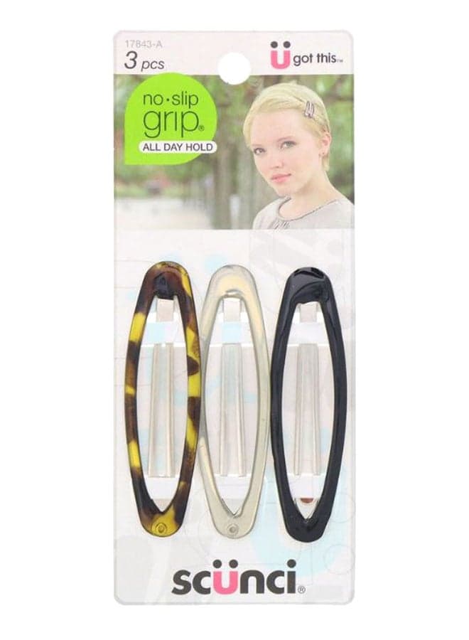 3-Piece No Slip Grip Oval Clip Set Multicolour