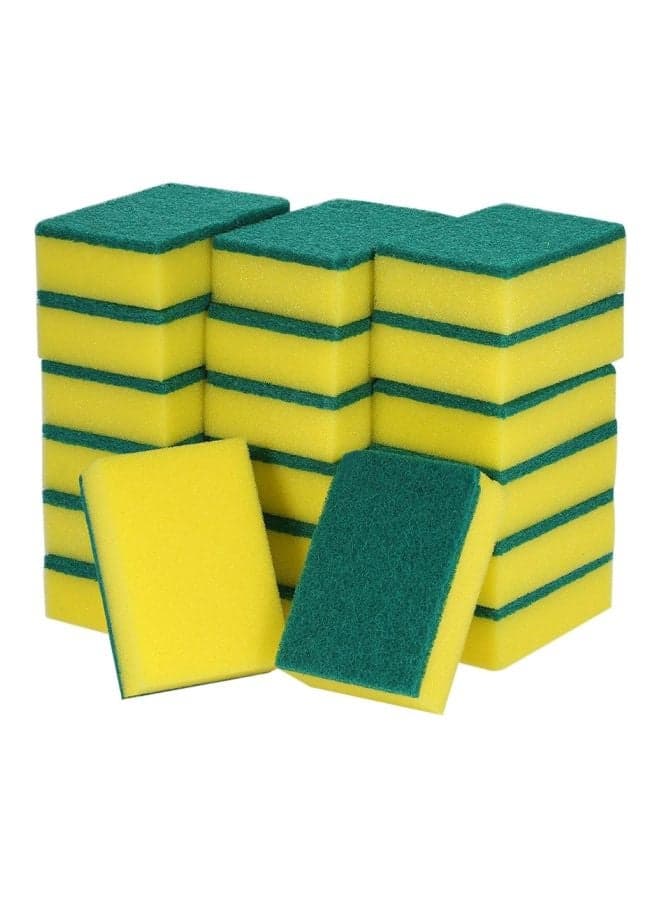 Pack Of 20 Multi-Purpose Double-Faced Sponge Yellow/Green 31cm