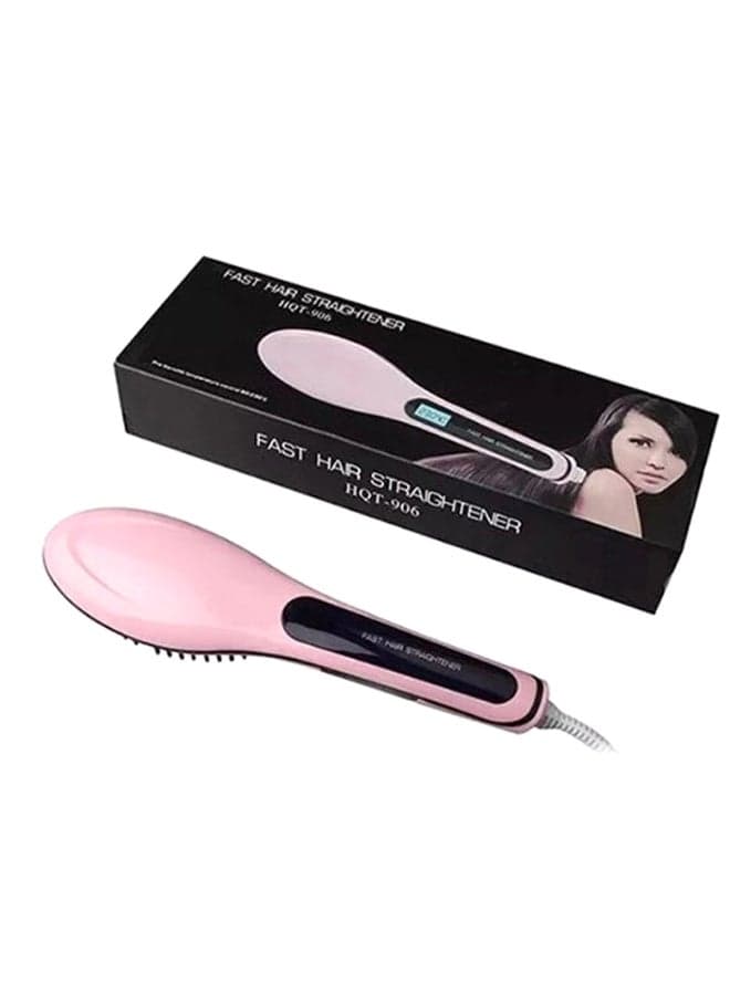 Electric LCD Fast Hair Straightening Brush Pink/Black