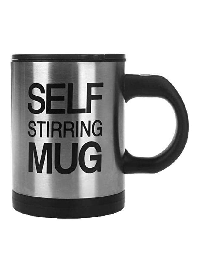 Stainless Steel Self Stirring Coffee Mug Silver/Black