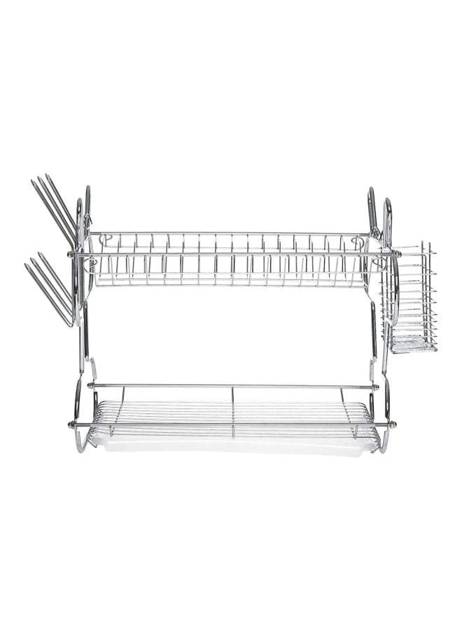 Two Layer Dish Drainer Rack Silver 440x115x310mm
