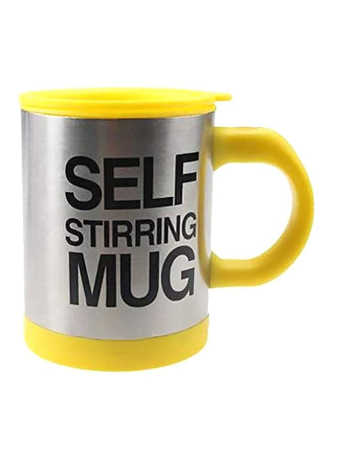 Stainless Steel Self Stirring Coffee Mug Yellow/Silver 9.6 x 14.2 x 12.4cm