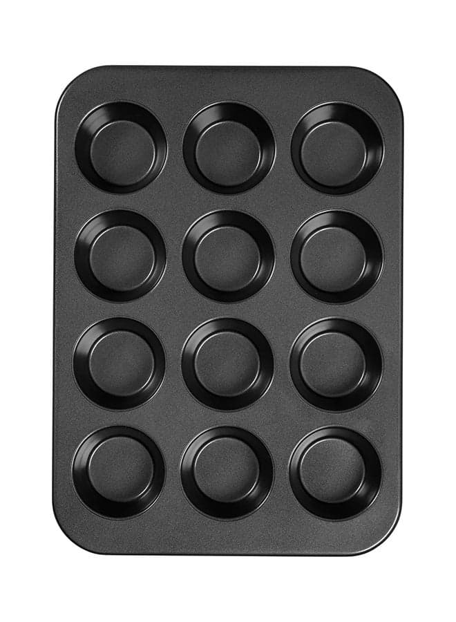12 Cup Cake Mould Pan Dark Grey 35x56cm
