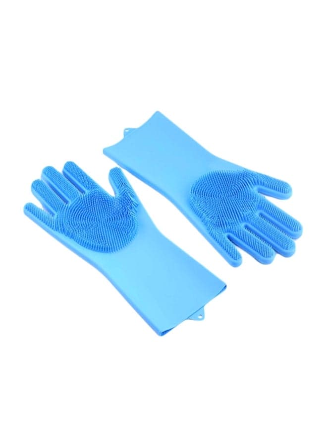 Silicone Gloves With Wash Scrubber Blue