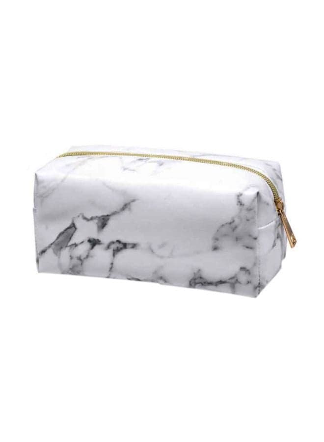 Leather Marble Pattern Pencil Case White