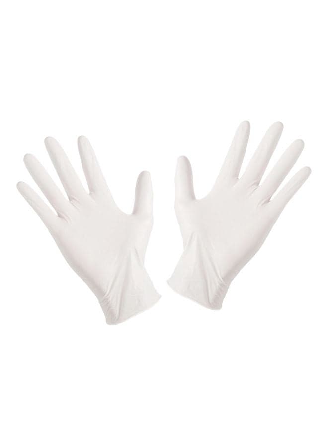 100-Piece Disposable Latex Hand Gloves Medium White