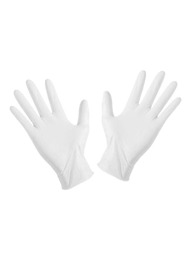 100-Piece Disposable Latex Hand Gloves White 22x6.80x12cm