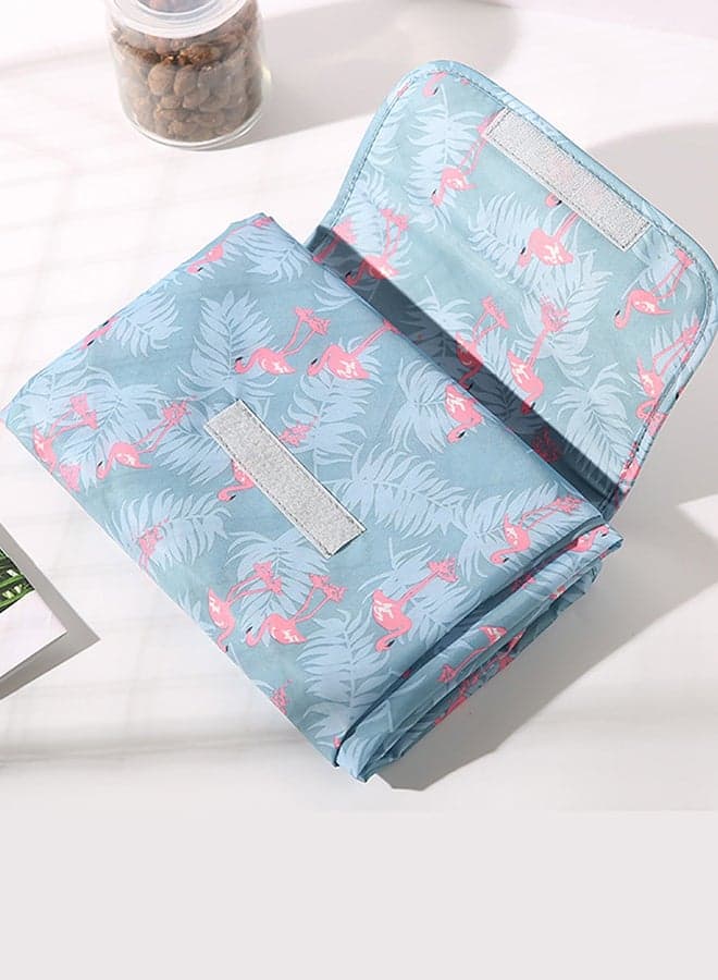 Foldable Water-Proof Flamingos Printed Picnic Mat Blue/Pink/White 145 x 100cm
