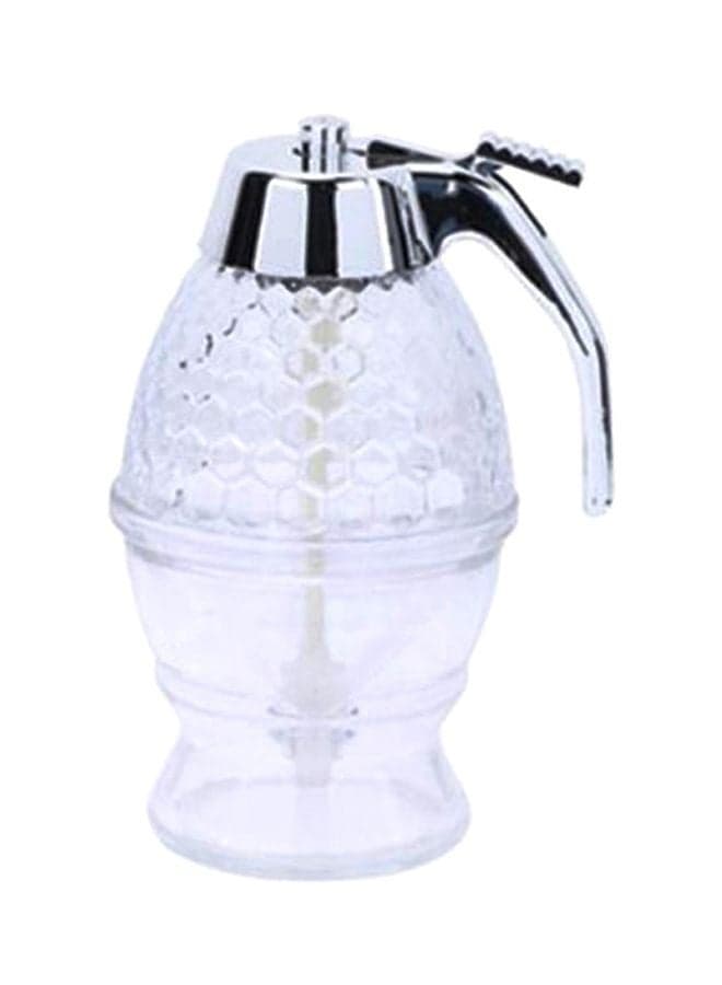 Honey Storage Pot Dispenser Clear/Silver 14.3x8x8cm