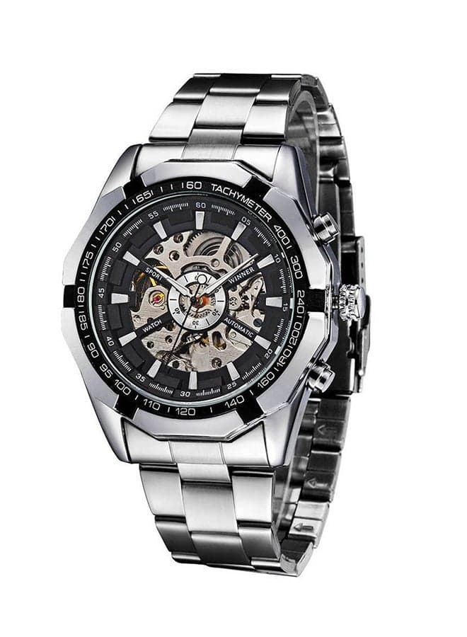 Men's Stainless Steel Analog Watch C1 - 45 mm - Silver