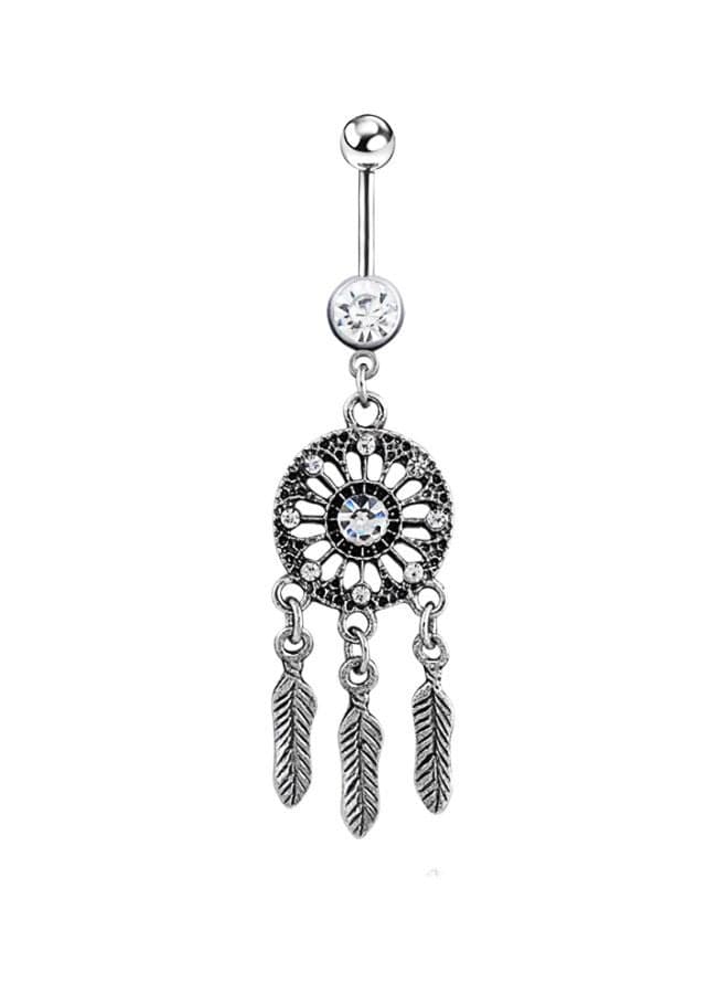 Surgical Steel Stone Studded Dream Catcher Designed Belly Ring