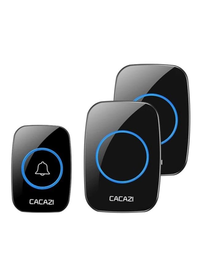 3-Piece Waterproof Wireless Doorbell Black/Blue 17.5x6.6x10.3cm