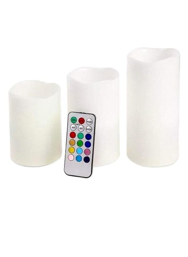 3-Piece Sky LED Pillar Candle Set With Remote White 12.5 x 10cm