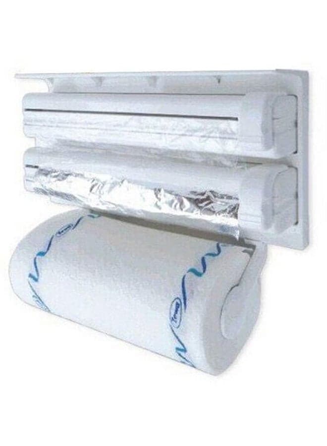 Triple Paper Dispenser With Cutter White 8inch