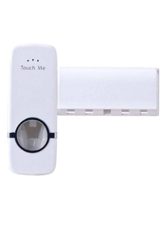 Automatic Toothpaste Dispenser With Toothbrush Holder White 7cm