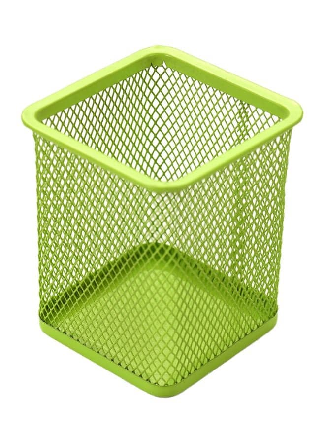 Metal Square Shape Pen And Pencil Holder Green