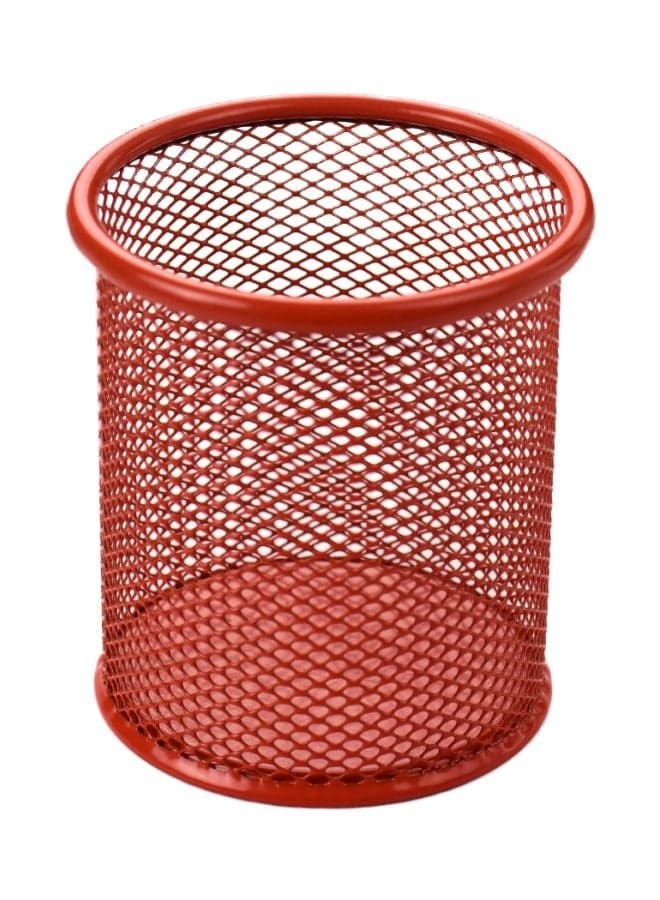 Metal Round Shape Pencil Holder Orange