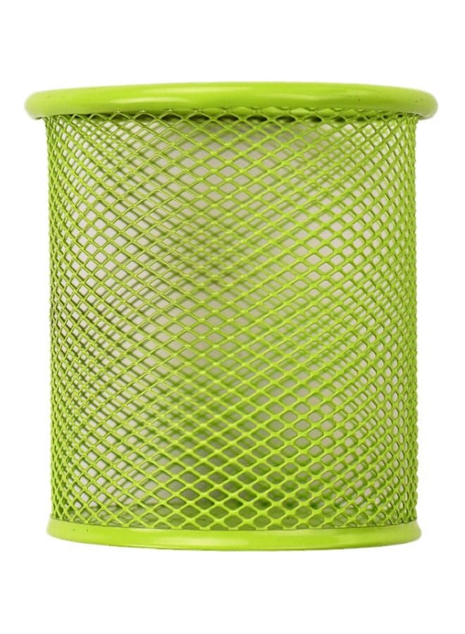Metal Round Shape Pen And Pencil Holder Green