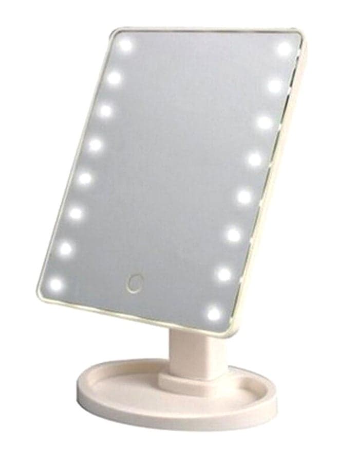 LED Light Makeup Countertop Vanity Mirror White 30 x 15cm