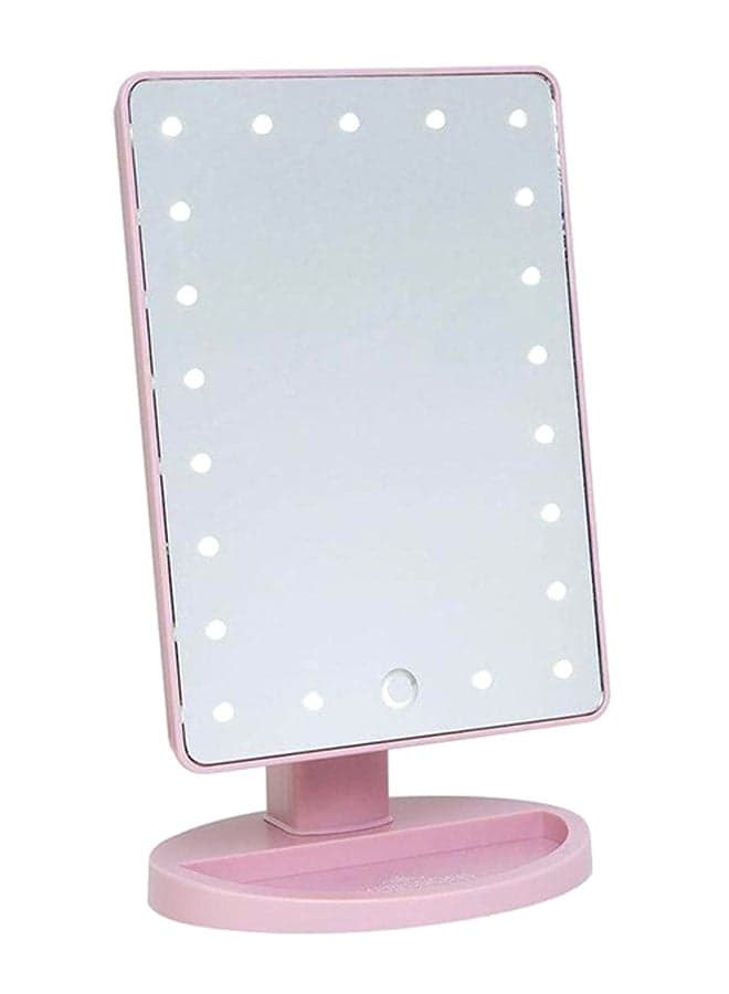 LED Light Makeup Countertop Vanity Mirror Pink 30 x 15cm
