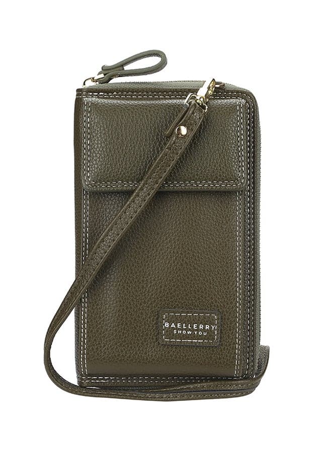 Leather Mobile Phone Wallet Green