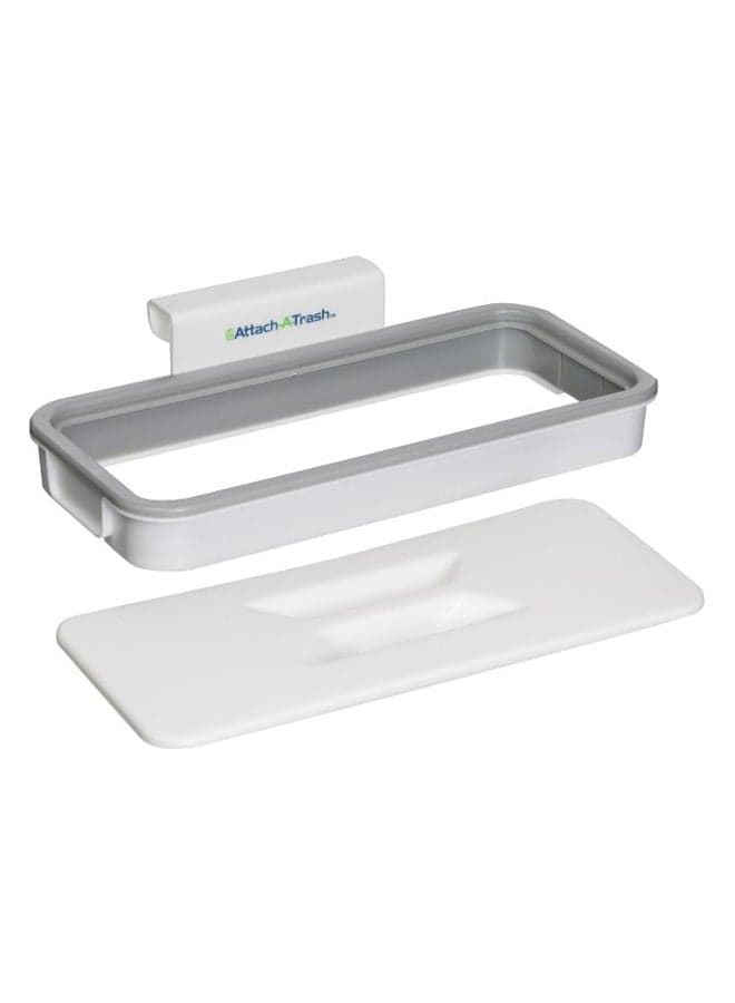 Hanging Trash Bag Holder With Lid White/Grey 20centimeter