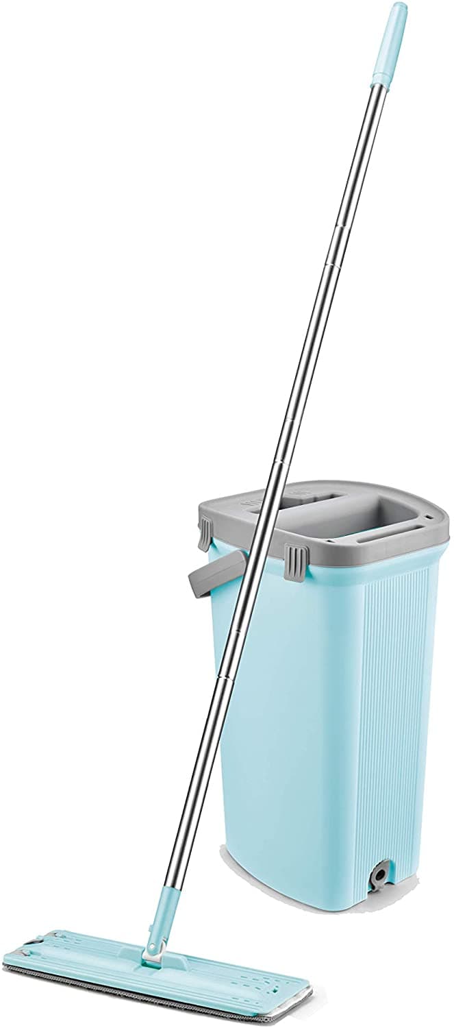 Microfiber Flat Mop With Bucket Blue 4Liters
