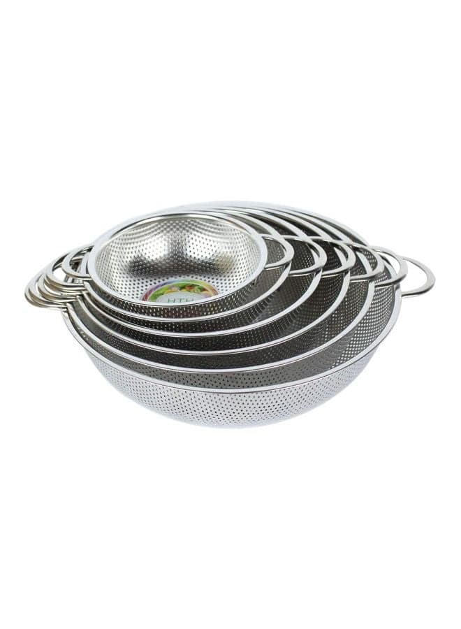 Pack Of 6 Stainless Steel Strainer Colander With Handle Silver