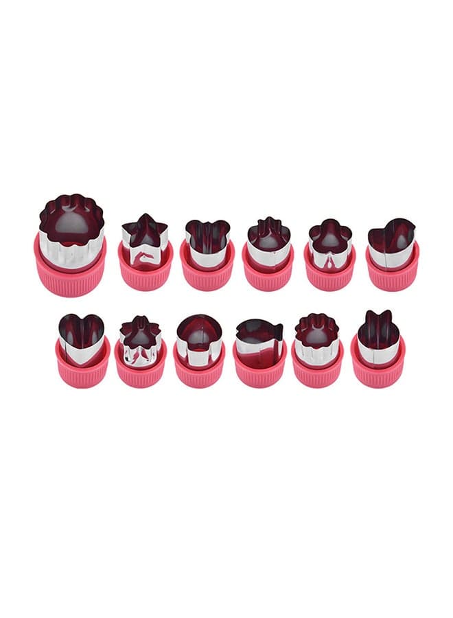 12-Piece Embossing Biscuit Cutting Mold Pink 20 x 4.5 x 6.5cm