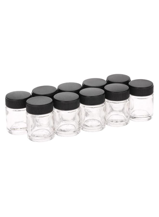 10-Piece Air Brush Jar Set With Lids Clear/Black