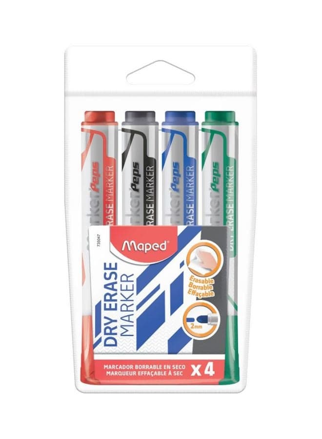 4-Piece Dry Erase Marker Set Blue/Green/Black