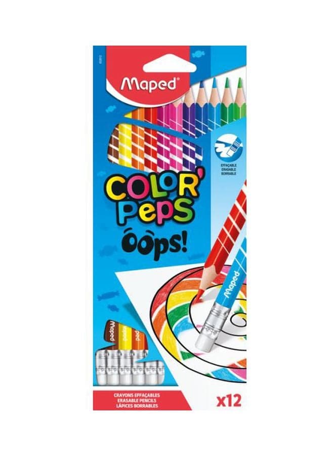 12-Piece Color'Peps Oops! Erasable Colour Pencil Set Red/Yellow/Green