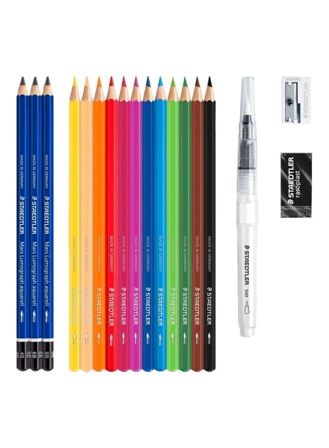 18-Piece Watercolour Set Red/Yellow/Green