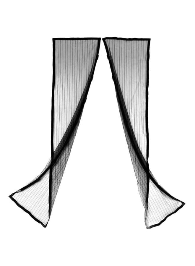 Pair Of Magnetic Fly Screen Door Mesh Curtain Black 190 x 50cm