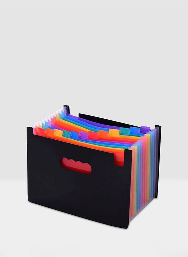12-Pockets File Organiser For A4 Paper Black/Red/Yellow