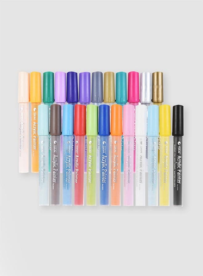 Pack Of 24 Acrylic Painter Highlighter Multicolour