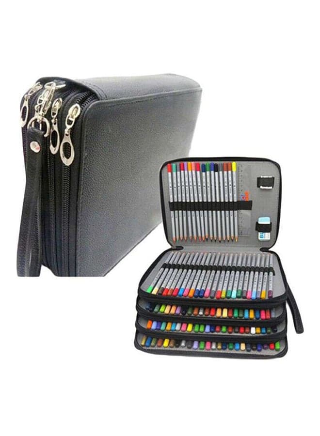 Large Capacity School Pencil Case Bag Box Black