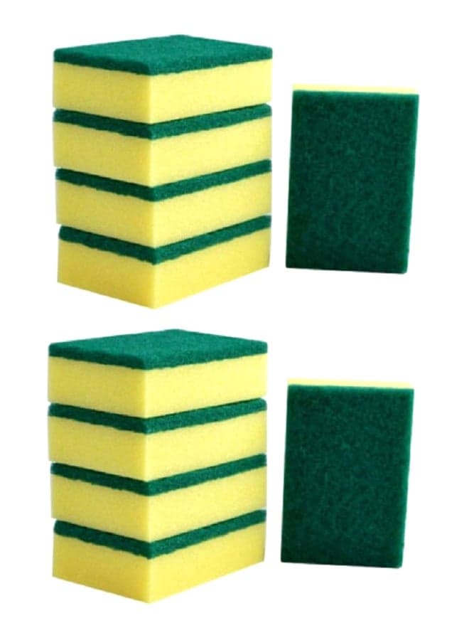 10-Piece Magic Cleaner Sponge Set Yellow/Green