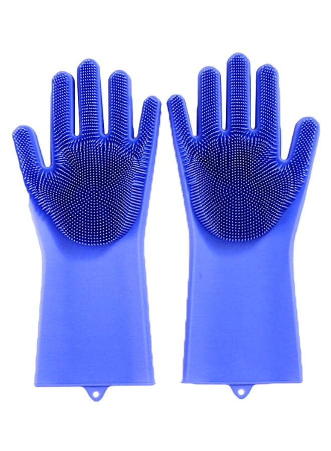 2-Piece Anti-Abrasive Kitchen Cleaning Glove Set Blue 35 x 16cm