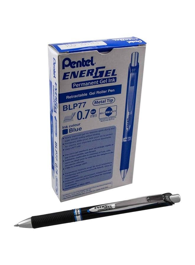 12-Piece Energel Permanent Gel-Ink Pen Set Blue
