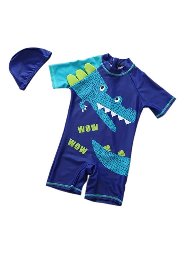 Dinasour Printed Swimwear Set Blue/Green