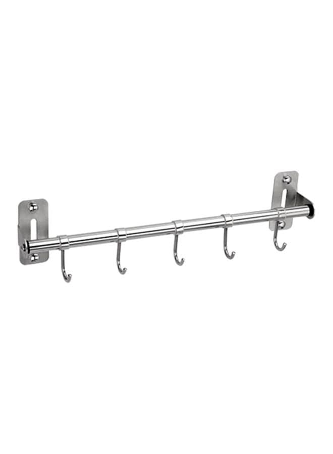Stainless Steel Wall-Mounted Kitchen Hanging Rod Silver 40x9x5cm