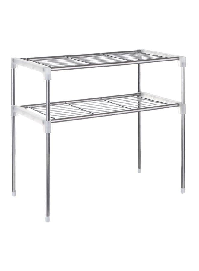 2-Tier Multi Functional Kitchen Storage Shelf Rack Silver 58x28x6cm