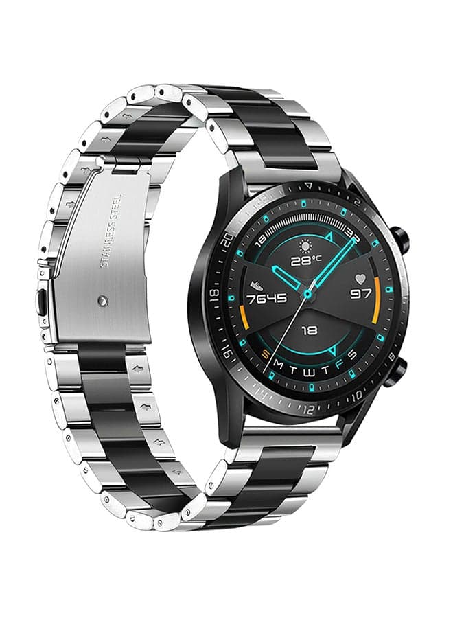 Replacement Stainless Steel Band For Smartwatch Black/Silver