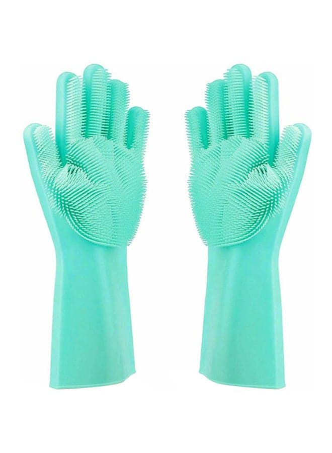 2-Piece Silicone Cleaning Glove Light Green 190grams