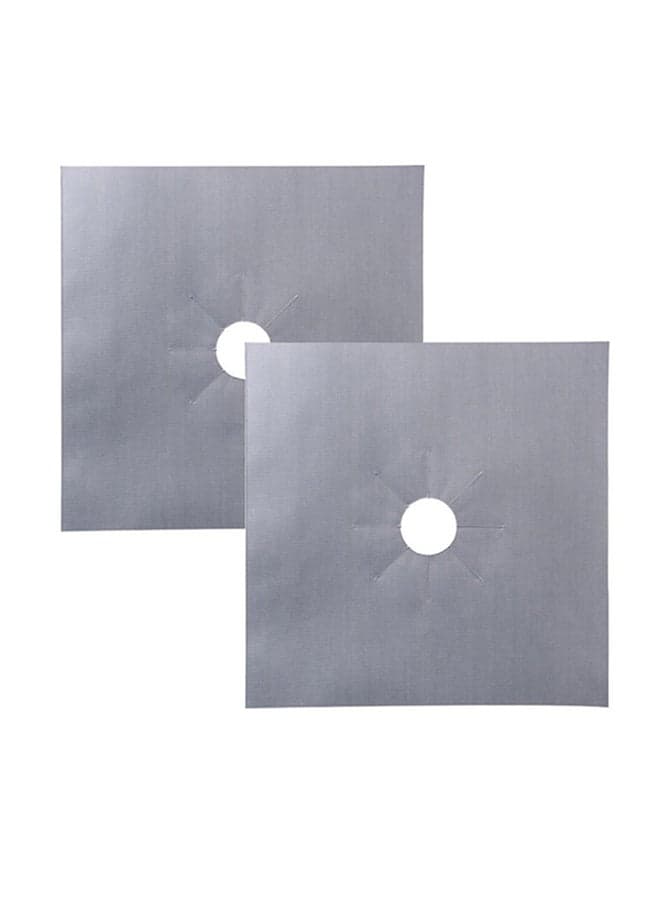 2-Piece Universal Glass Fiber Stove Burner Covers Silver 27x27cm