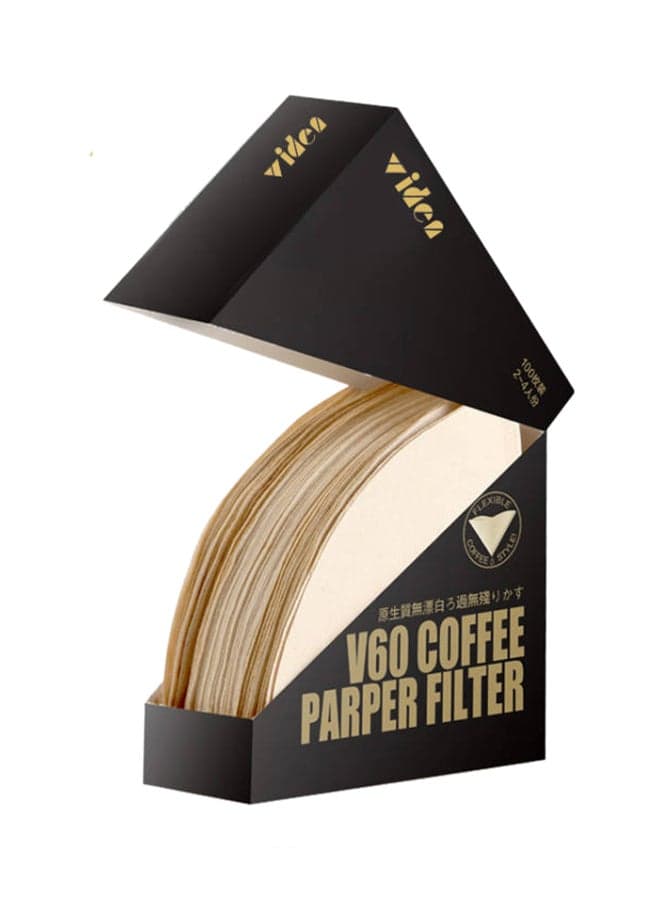 100-Piece Unbleached Disposable Coffee Filter Paper Beige 12.1x16.3centimeter