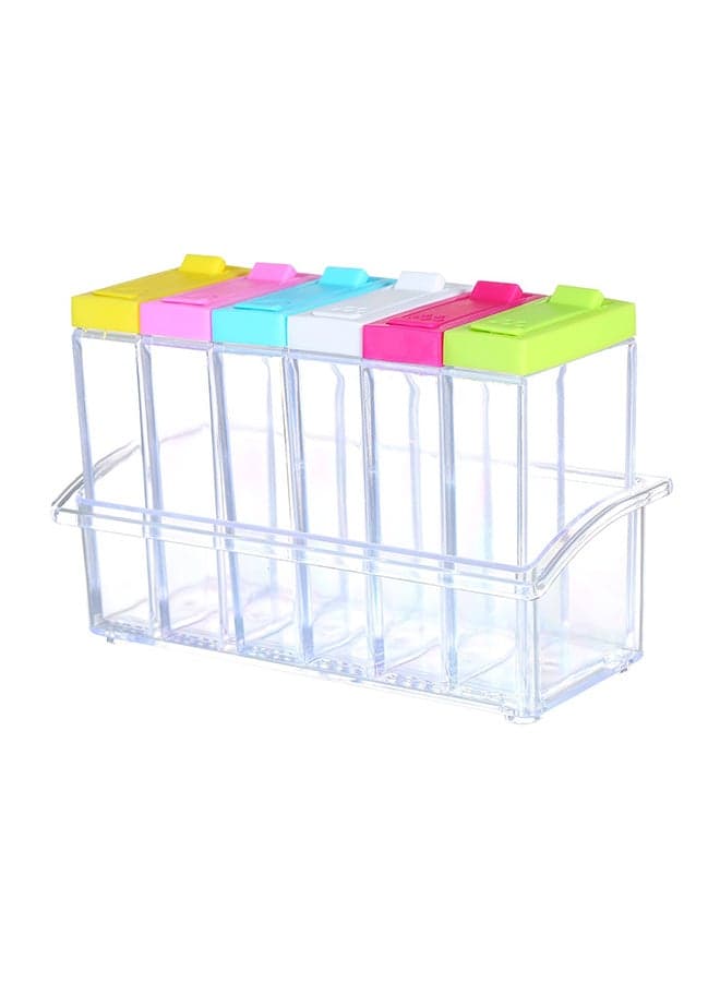 6-Piece Plastic Spice Shaker Jars Seasoning Box Multicolour 7.2 x 2.4 x 3inch